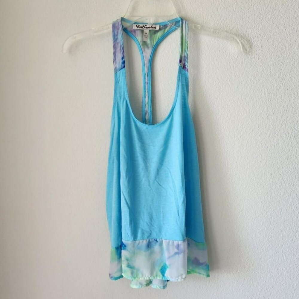TRUE FREEDOM baby blue Teal Turquios tank top Sz M Fairy Ethereal Pastel